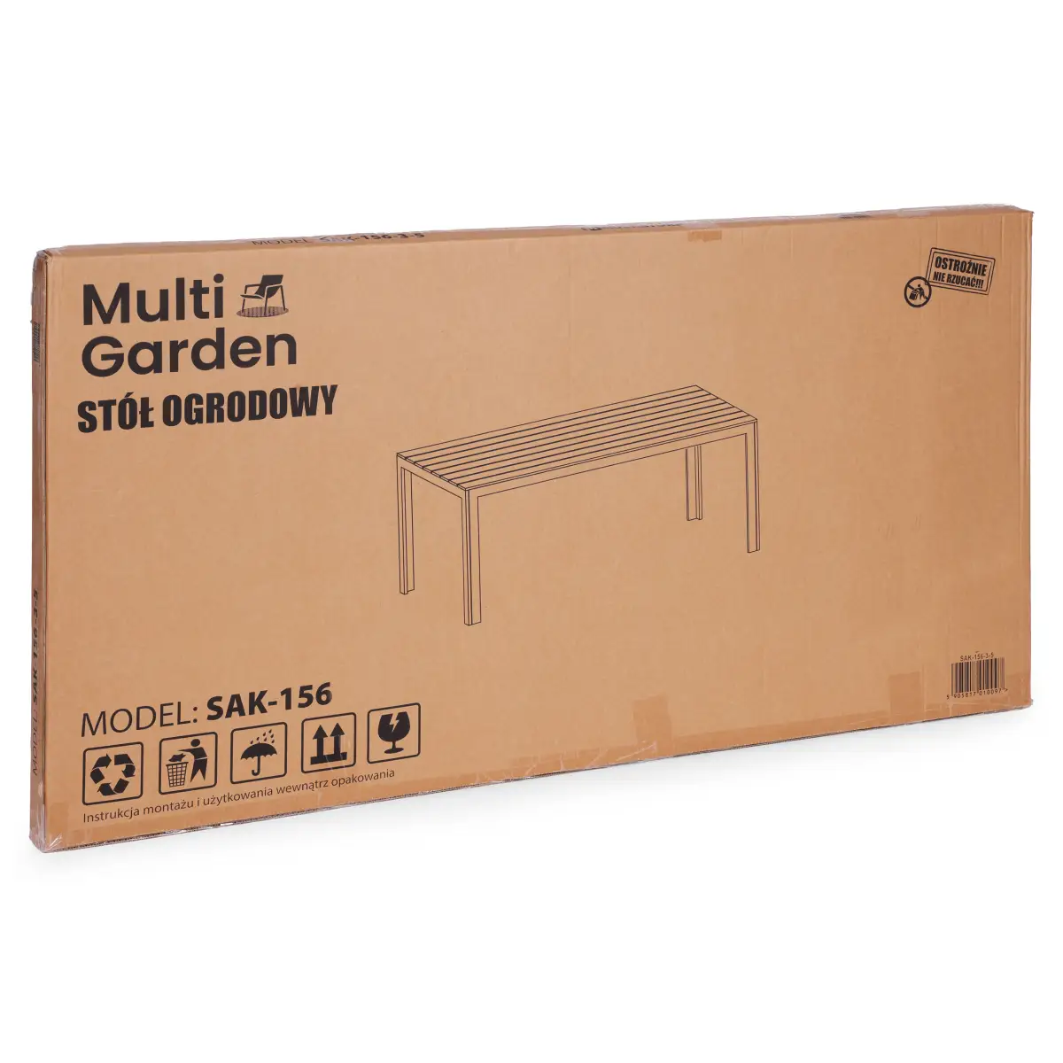 Stół ogrodowy 6-osobowy 156x78 cm polywood meble na taras szare białe MultiGarden - obrazek 9