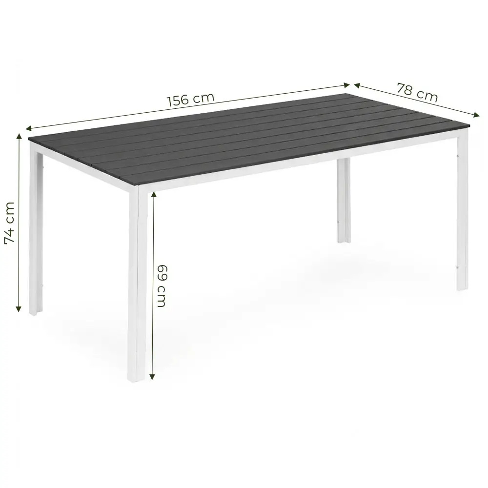 Stół ogrodowy 6-osobowy 156x78 cm polywood meble na taras szare białe MultiGarden - obrazek 10
