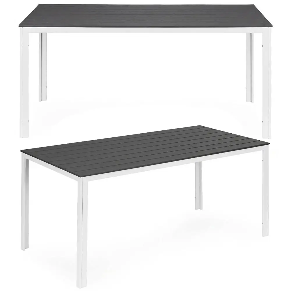 Stół ogrodowy 6-osobowy 156x78 cm polywood meble na taras szare białe MultiGarden
