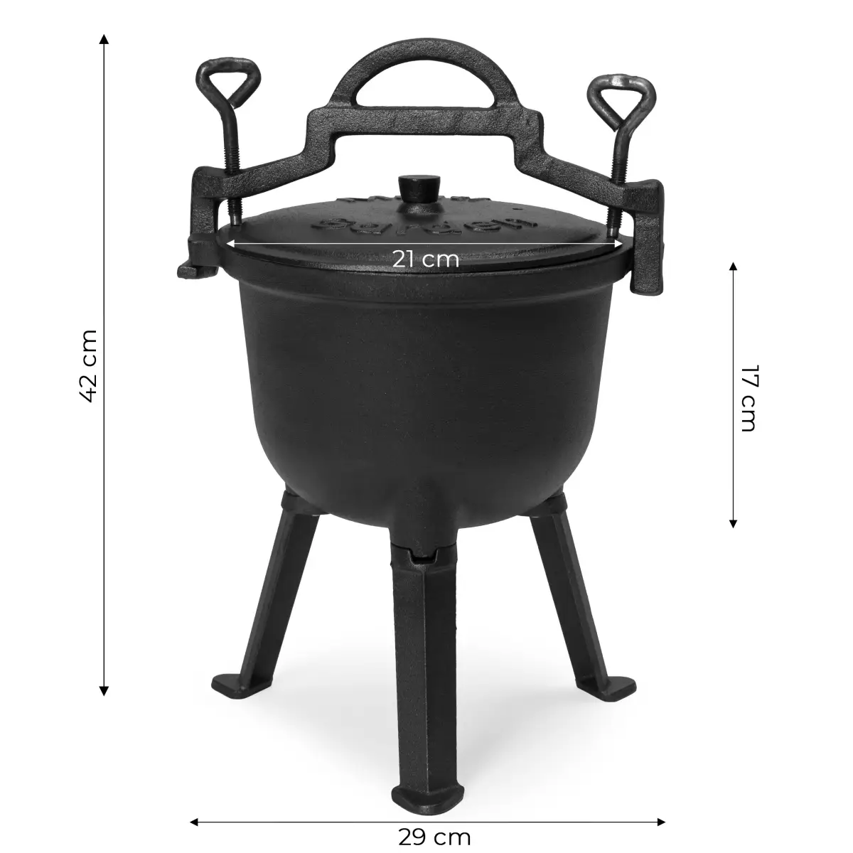 Kociołek żeliwny emaliowany 5L stojący garnek myśliwski ognisko grill MultiGarden - obrazek 10