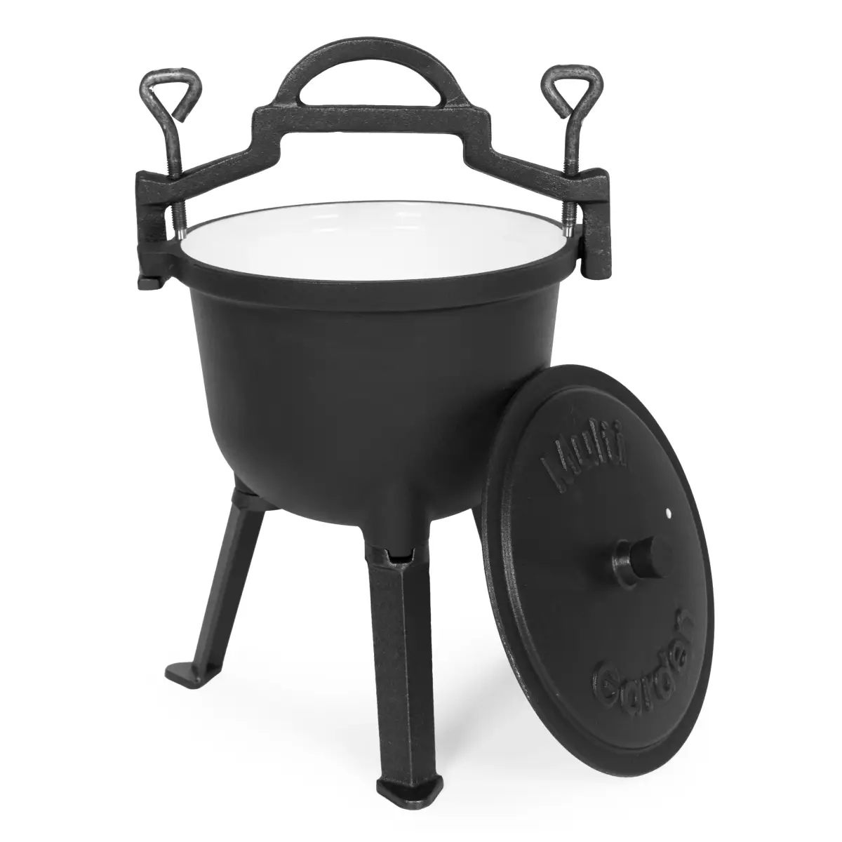 Kociołek żeliwny emaliowany 8L stojący garnek myśliwski ognisko grill MultiGarden - obrazek 5