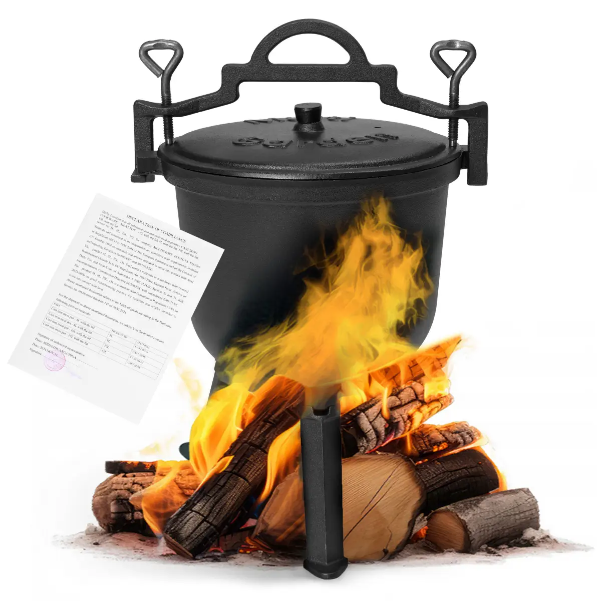 Kociołek żeliwny emaliowany 8L stojący garnek myśliwski ognisko grill MultiGarden - obrazek 8