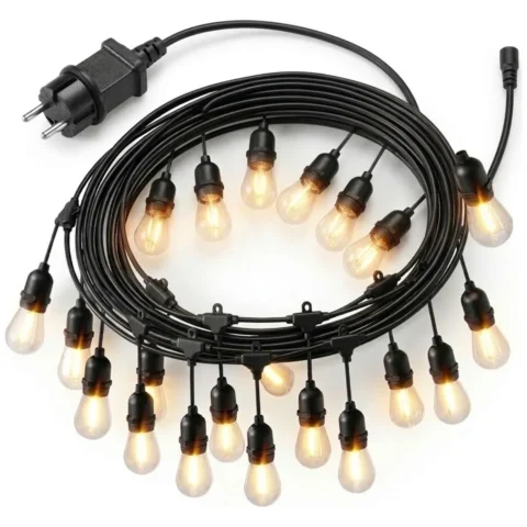 Girlanda ogrodowa świetlna łańcuch 20x LED 20m lampki ogrodowe 9W