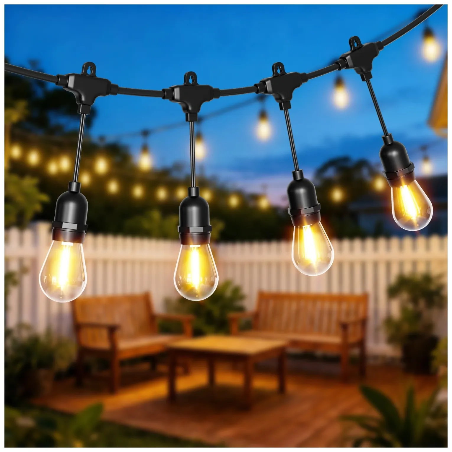 Girlanda ogrodowa świetlna łańcuch 20x LED 20m lampki ogrodowe 9W - obrazek 6