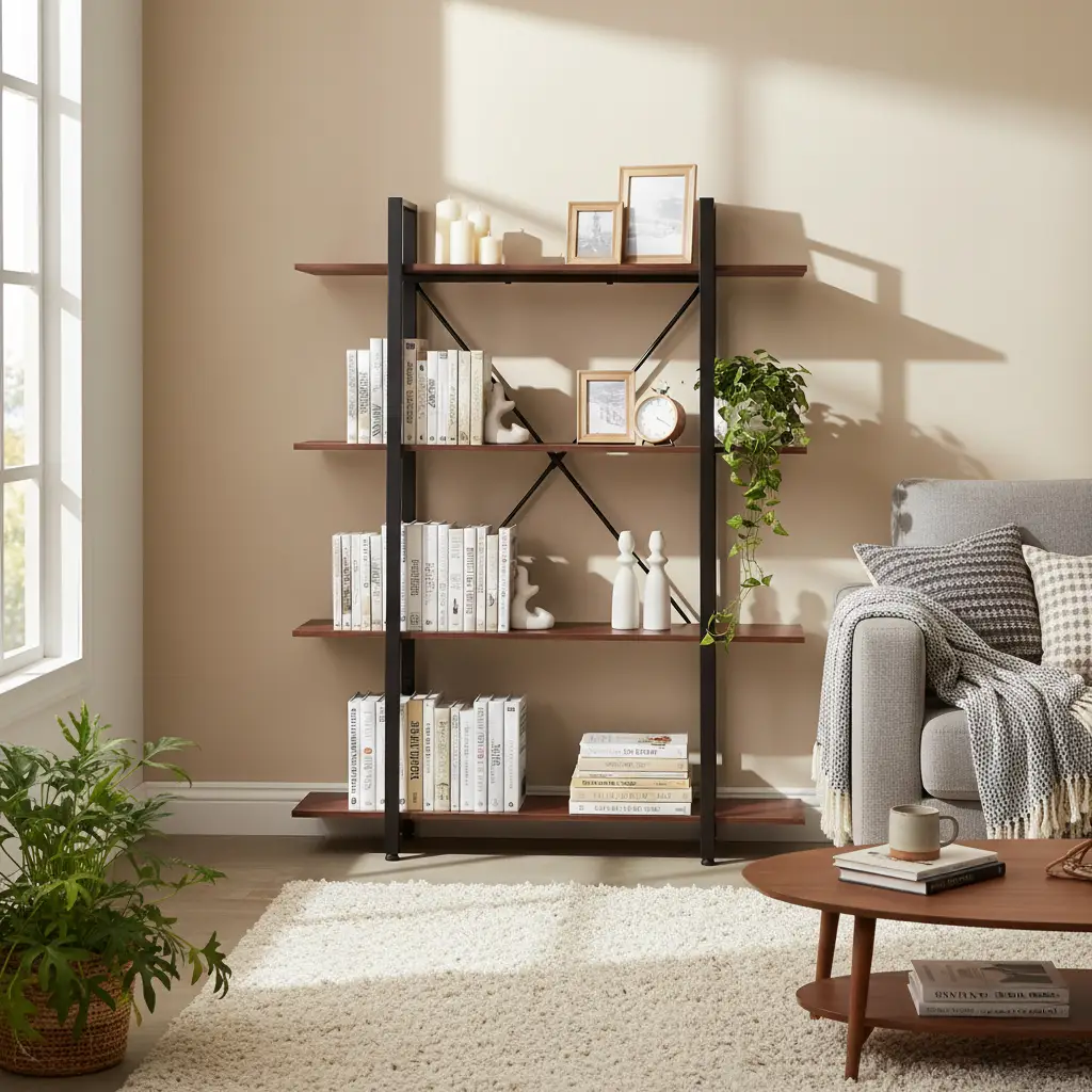 Regał loftowy industrialny do salonu biura 4 półki metalowa rama ModernHome - obrazek 2