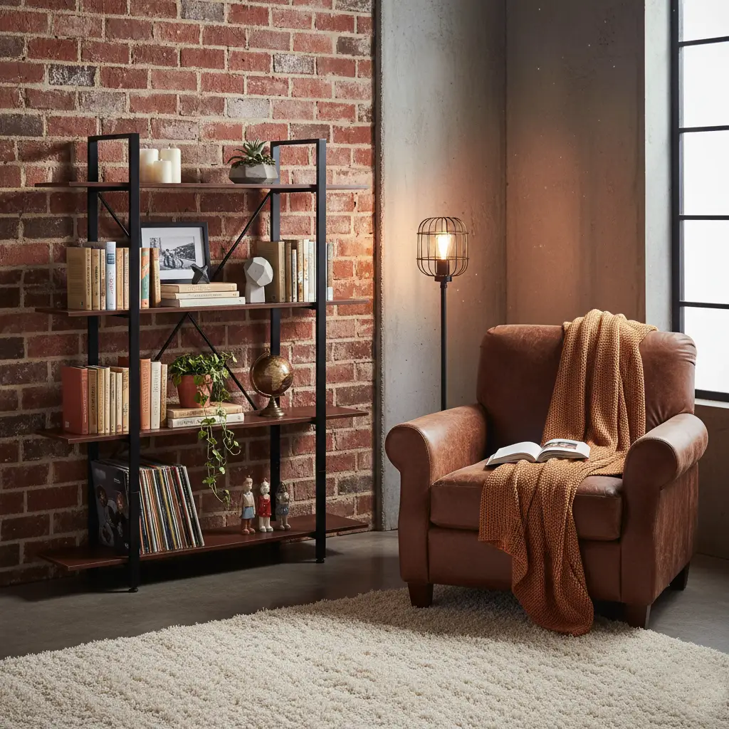 Regał loftowy industrialny do salonu biura 4 półki metalowa rama ModernHome - obrazek 3