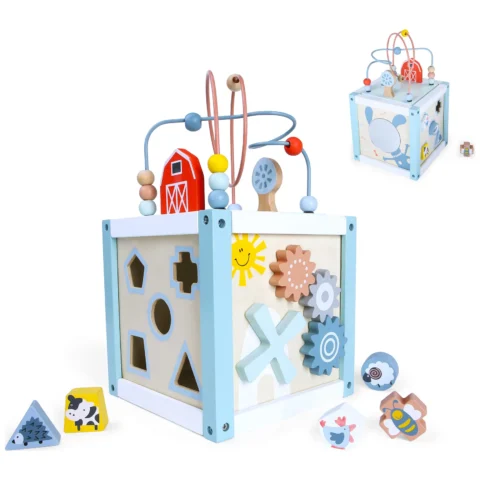 Drewniana kostka edukacyjna sorter +klocki ECOTOYS