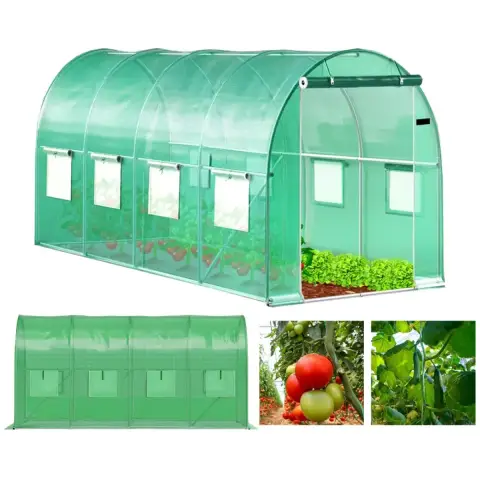Szklarnia tunel ogrodowy foliowy 4x2x2 m 8 m² metalowy stelaż folia UV 2 wejścia