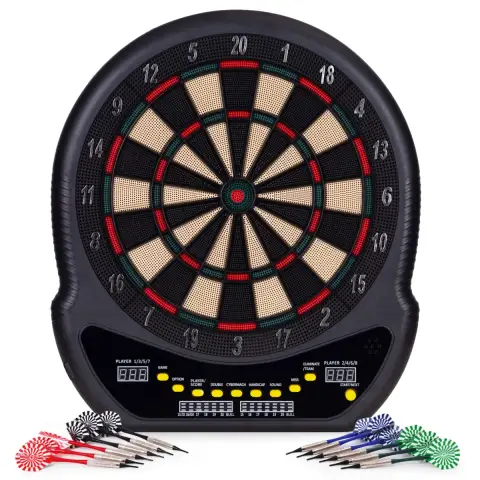 Elektroniczna tarcza do darta gry w rzutki lotki tablica LCD 48 cm 27 gier zestaw 12 rzutek