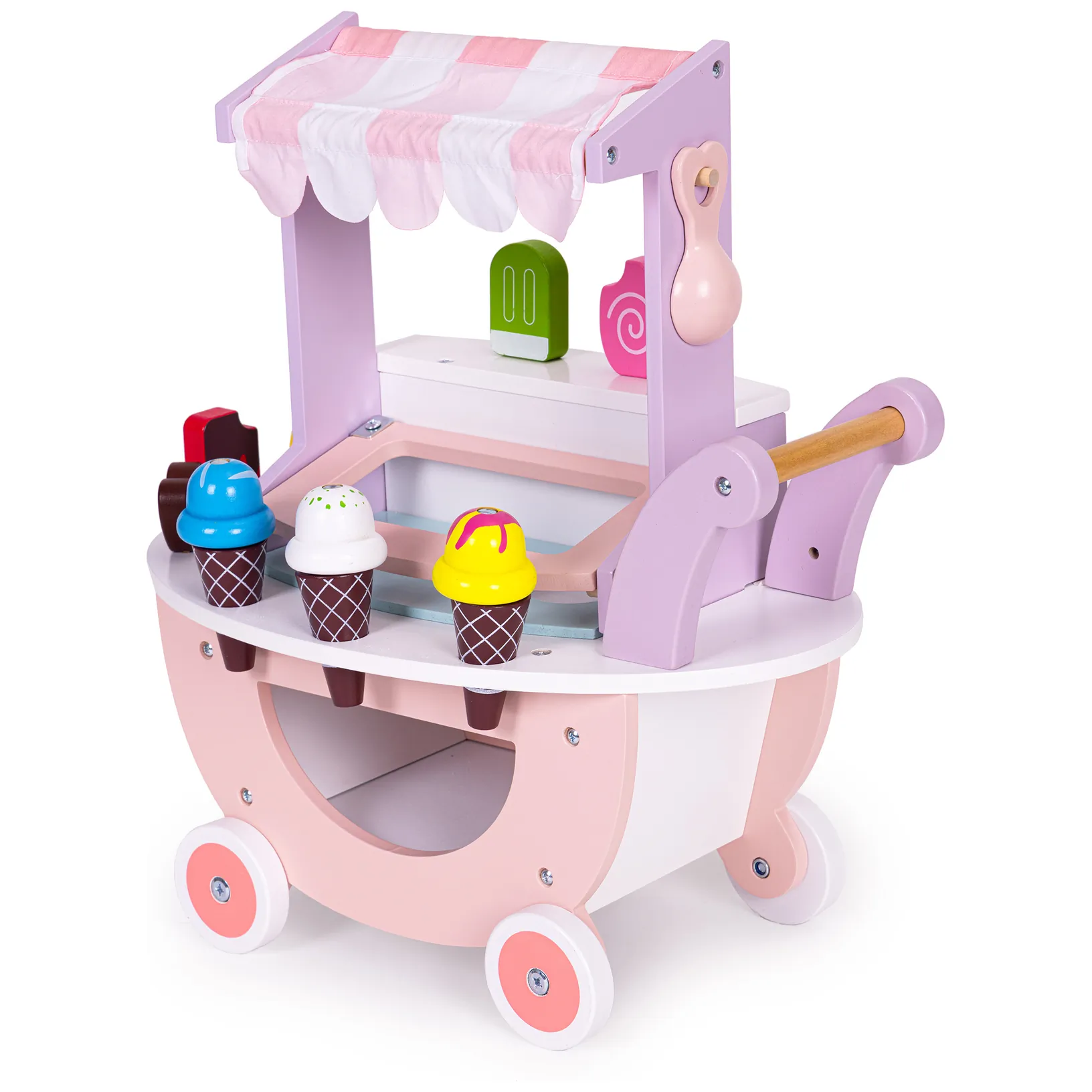 Drewniany wózek lodziarnia dla dzieci sklep 12 elementów ECOTOYS - obrazek 6