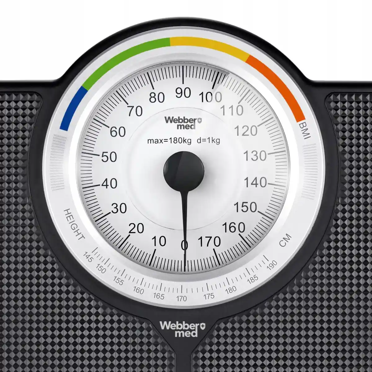 Klasyczna waga łazienkowa mechaniczna analogowa do 180 kg czarna WEBBER BMI - obrazek 2