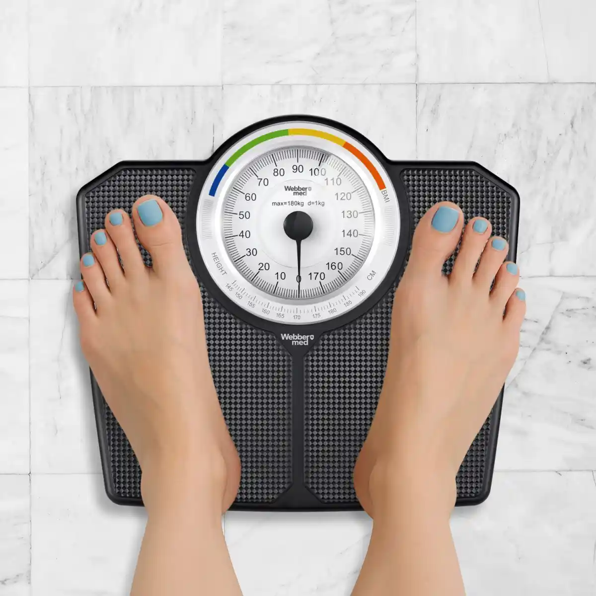 Klasyczna waga łazienkowa mechaniczna analogowa do 180 kg czarna WEBBER BMI - obrazek 3