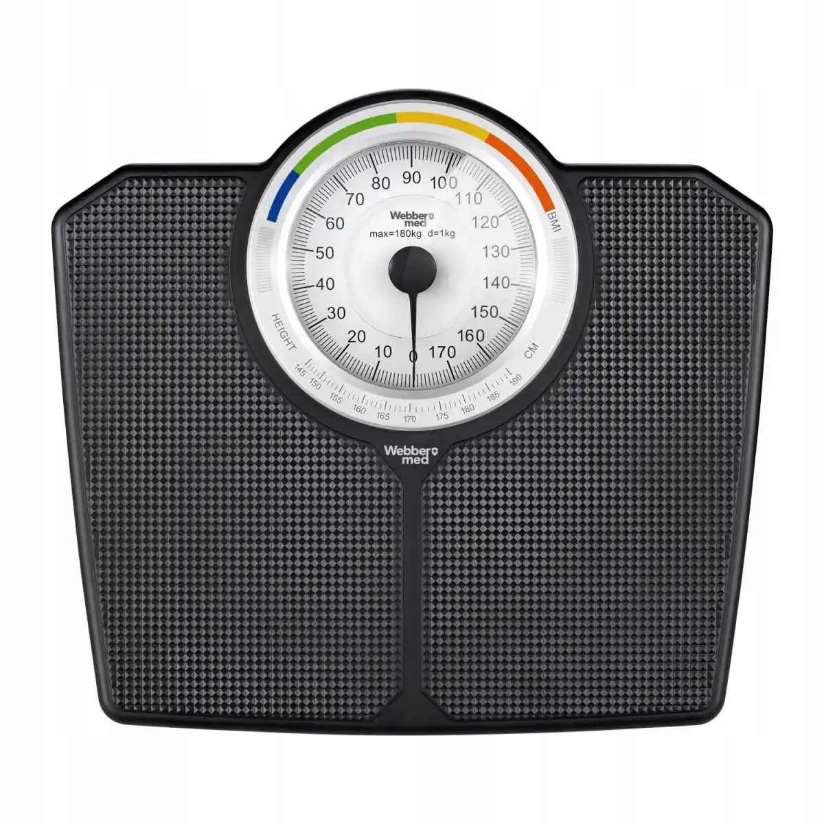 Klasyczna waga łazienkowa mechaniczna analogowa do 180 kg czarna WEBBER BMI