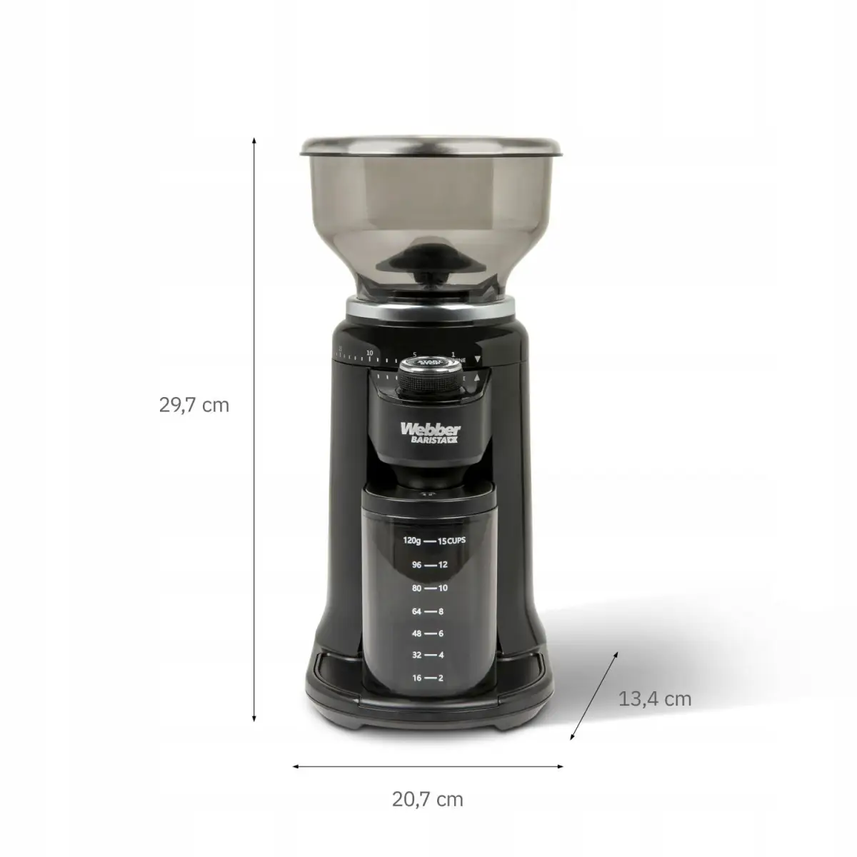 Młynek elektryczny żarnowy do kawy automatyczny 25 poziomów WEBBER CG6 180W - obrazek 10