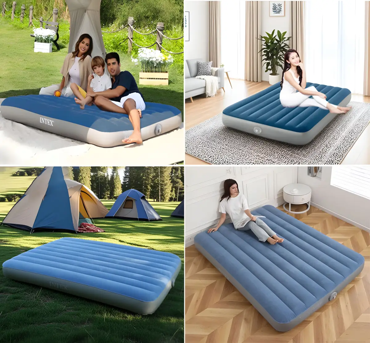 Materac dmuchany dwuosobowy 203x152x25 cm z wbudowaną pompką elektryczną INTEX 64189 - obrazek 2