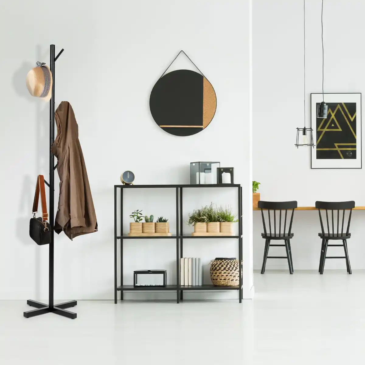 Stojący wieszak na ubrania prosty metalowy 7 haczyków 177 cm ModernHome - obrazek 7
