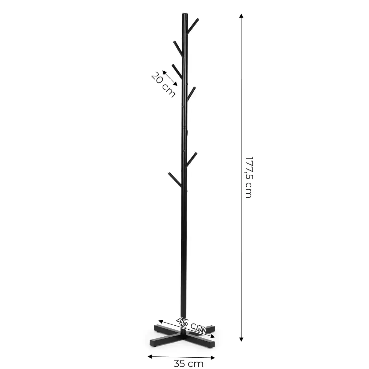 Stojący wieszak na ubrania prosty metalowy 7 haczyków 177 cm ModernHome - obrazek 8