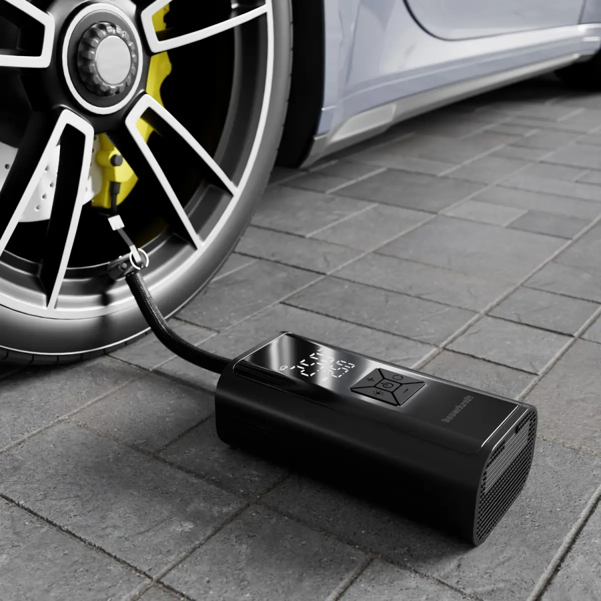 Pompka rowerowa elektryczna kompresor do opon powerbank 6000mAh latarka LED - obrazek 2