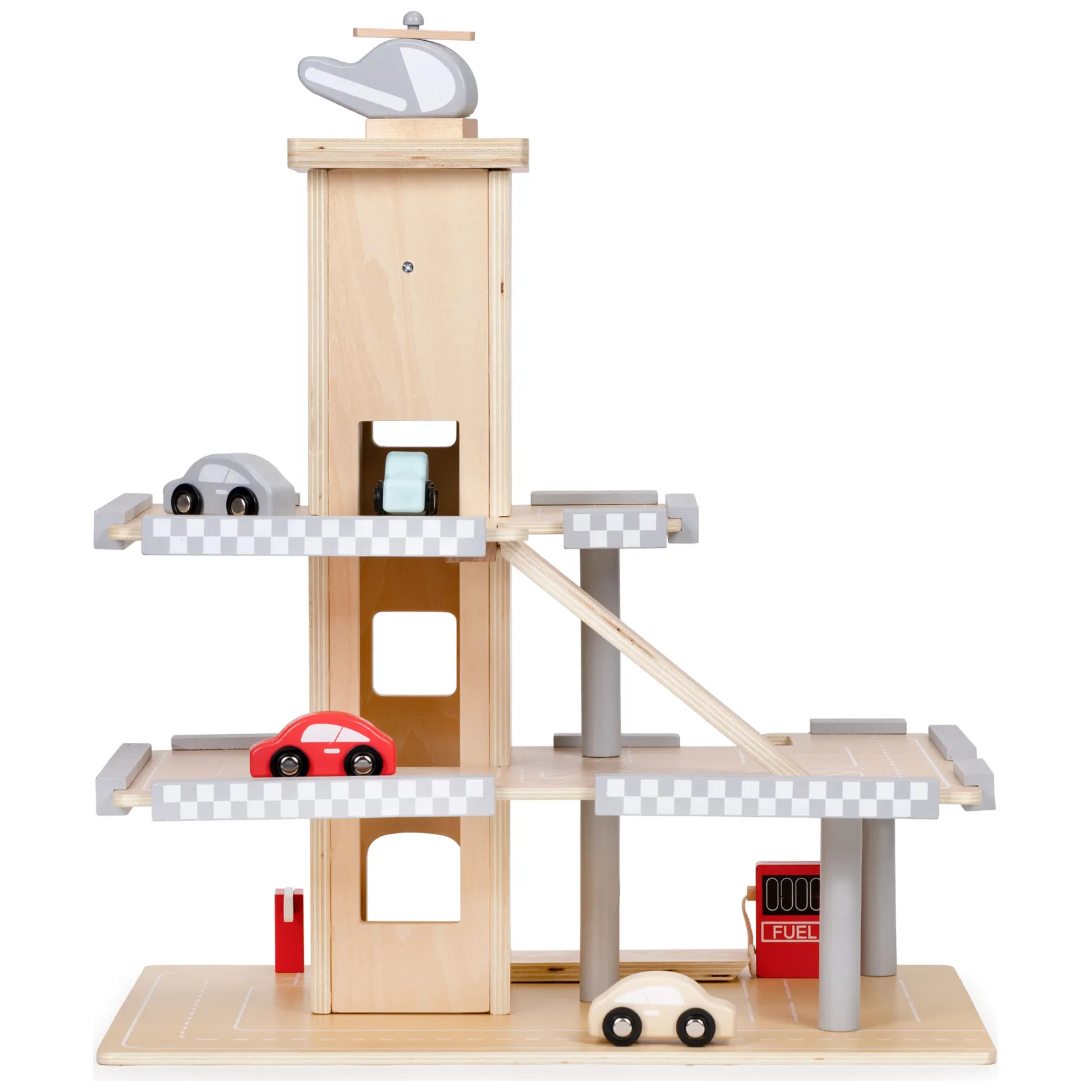 Duży drewniany tor garaż parking z windą + autka ECOTOYS - obrazek 2