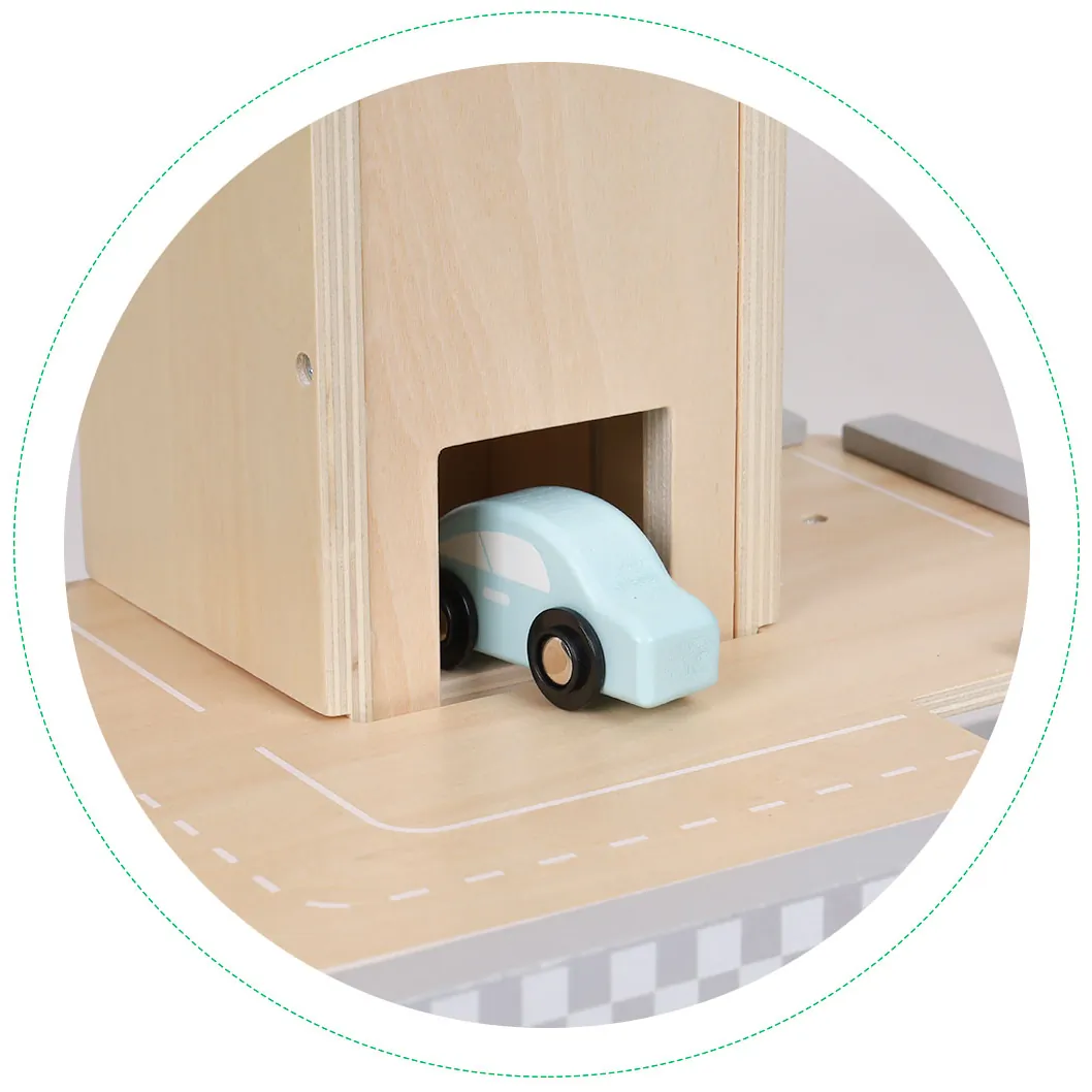 Duży drewniany tor garaż parking z windą + autka ECOTOYS - obrazek 5