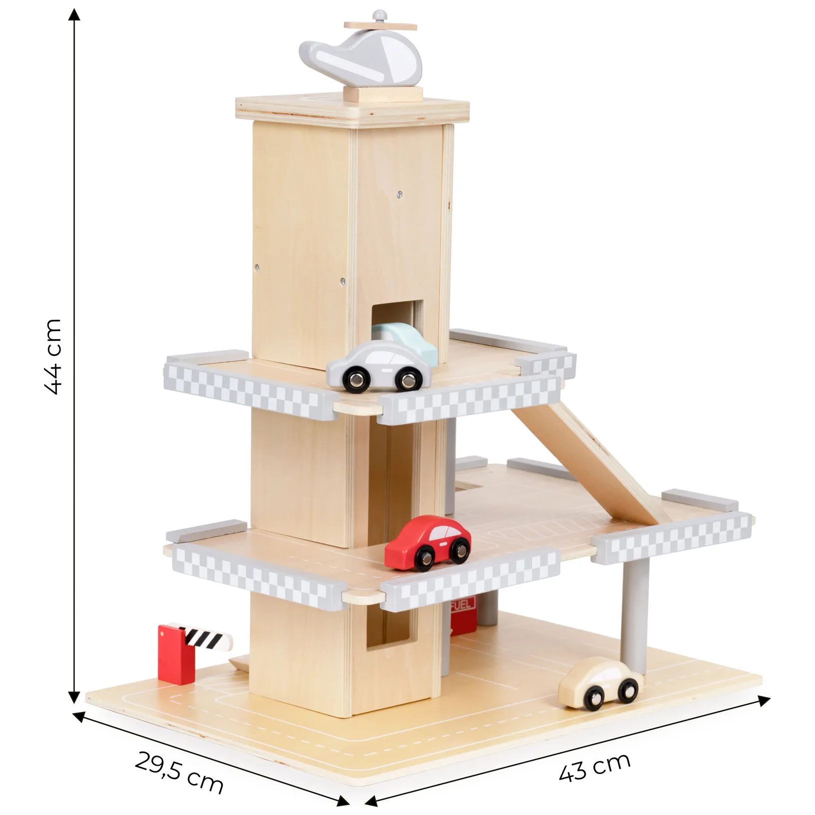 Duży drewniany tor garaż parking z windą + autka ECOTOYS - obrazek 7