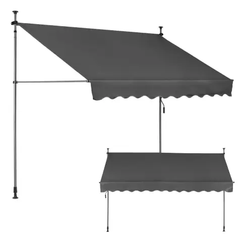 Markiza przeciwsłoneczna balkonowa 300x120 cm regulacja wysokości wodoodporna korbka ręczna szara MultiGarden