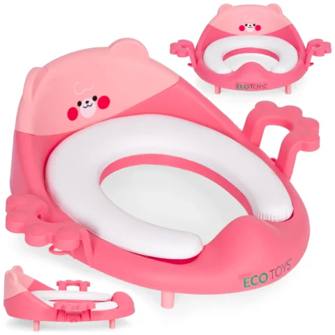 Nakładka na toaletę dla dzieci uchwyty miękka poduszka różowa ECOTOYS