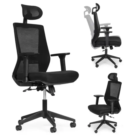 Fotel biurowy obrotowy ergonomiczny regulacja wysokości czarny ModernHome