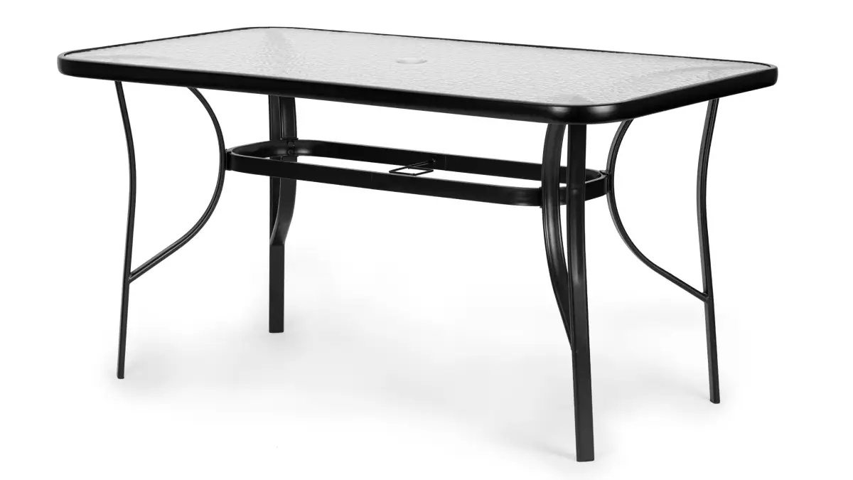 Stół ogrodowy 160x90 cm szkło hartowane duży blat na taras ogród otwór na parasol MultiGarden - obrazek 3