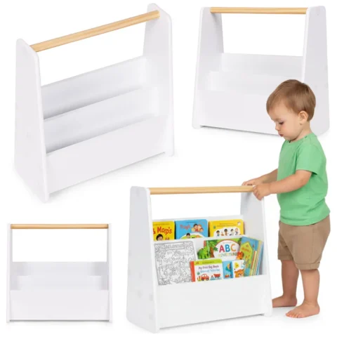 Biblioteczka dziecięca Montessori regał na książki organizer 2 poziomy biały ECOTOYS