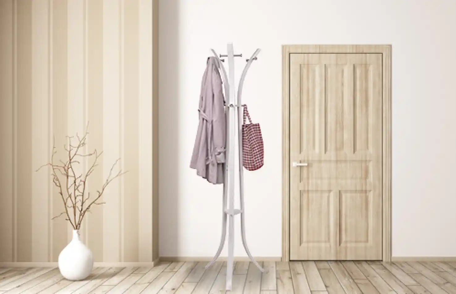 Wieszak na ubrania odzież stojak biały ModernHome - obrazek 4