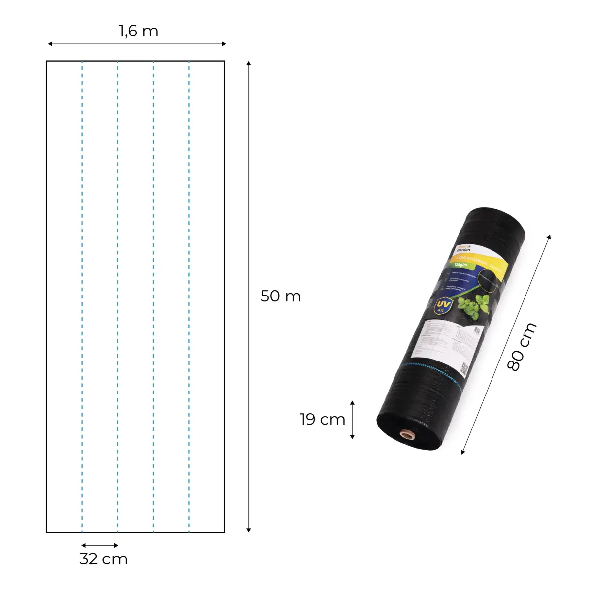 Agrowłóknina czarna agrotkanina UV 135g mata antychwastowa 1,6x50m kołki MulltiGarden - obrazek 10
