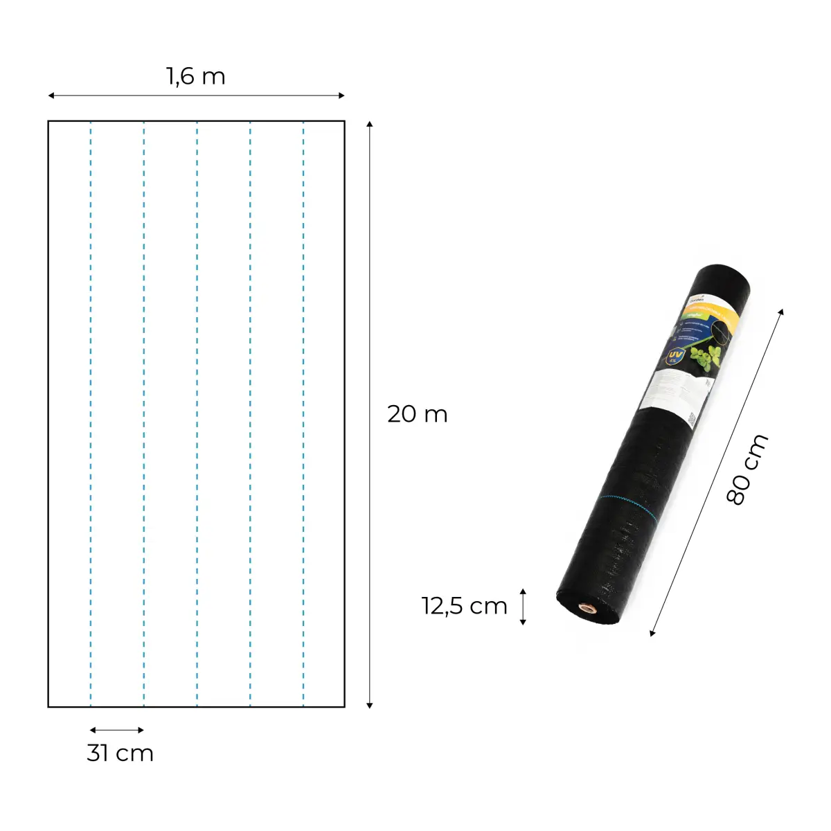 Agrowłóknina czarna agrotkanina UV 150g mata antychwastowa 1,6x20m kołki MulltiGarden - obrazek 10