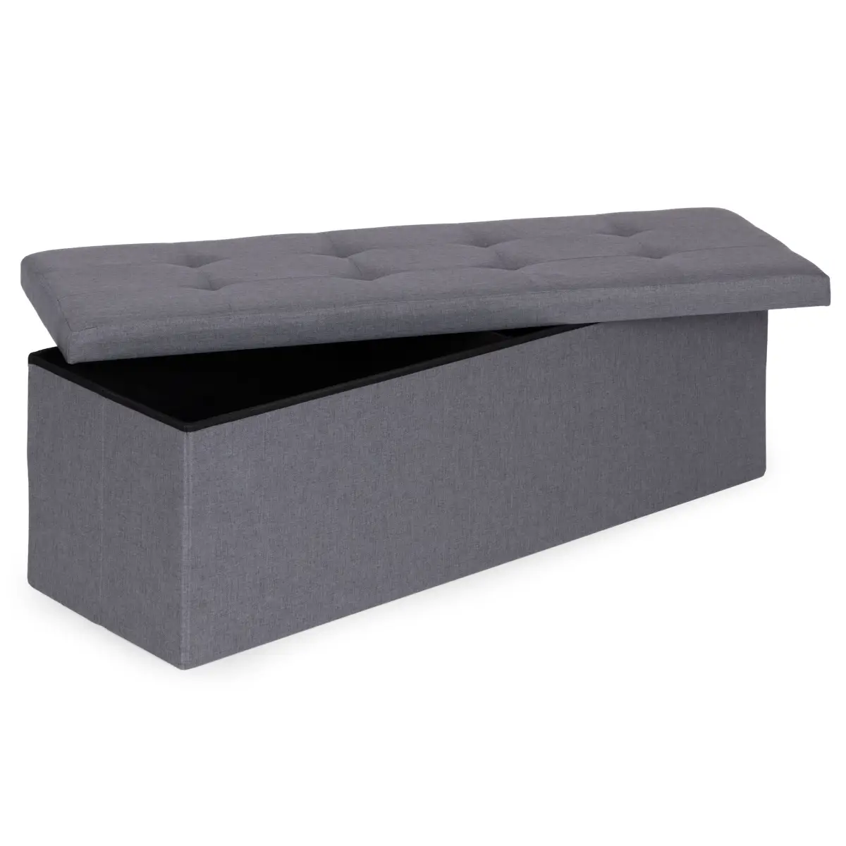 Pufa pikowana 111x38 cm ze schowkiem tapicerowana ława skrzynia ciemnoszara ModernHome - obrazek 6