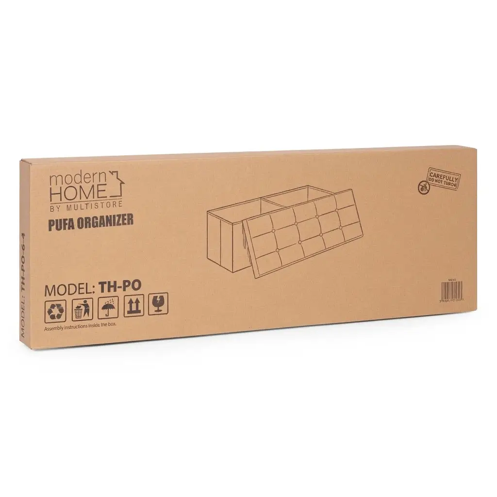 Pufa pikowana 111x38 cm ze schowkiem tapicerowana ława skrzynia ciemnoszara ModernHome - obrazek 9