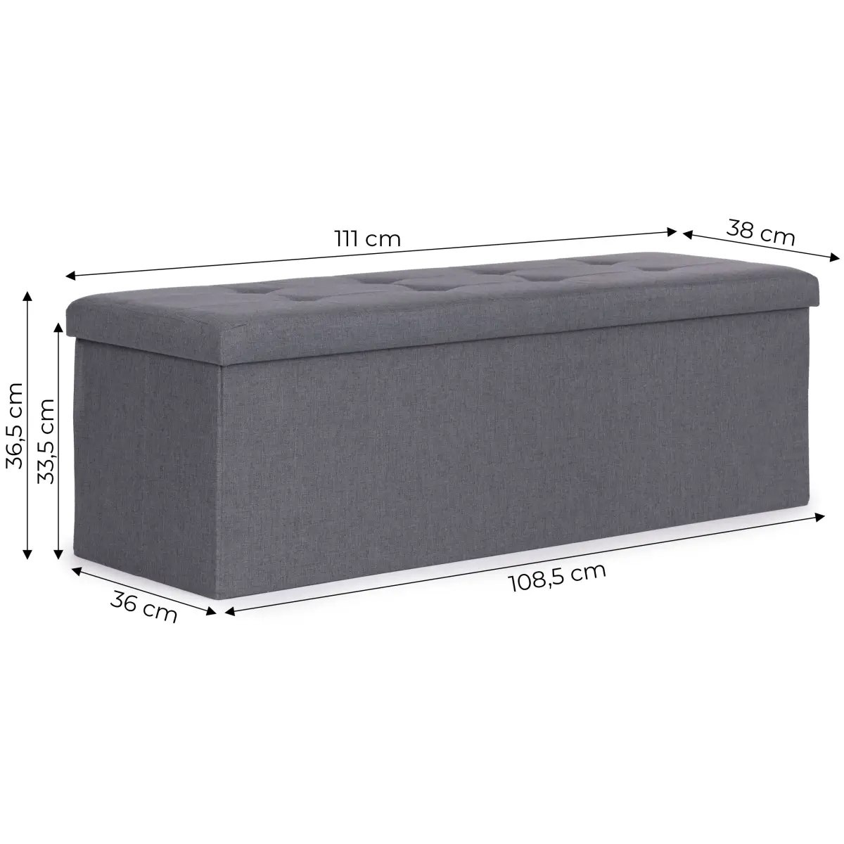 Pufa pikowana 111x38 cm ze schowkiem tapicerowana ława skrzynia ciemnoszara ModernHome - obrazek 10