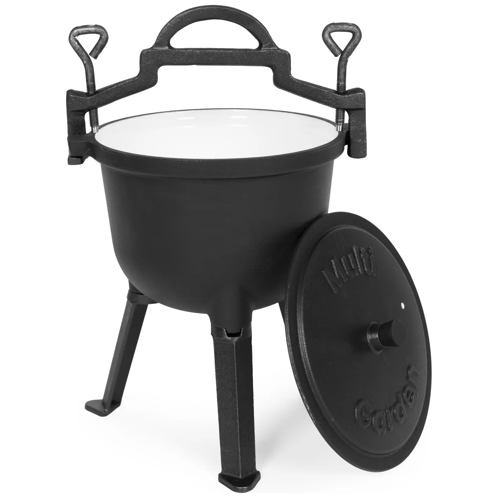 Kociołek żeliwny emaliowany 8L stojący garnek myśliwski ognisko grill MultiGarden - obrazek 5