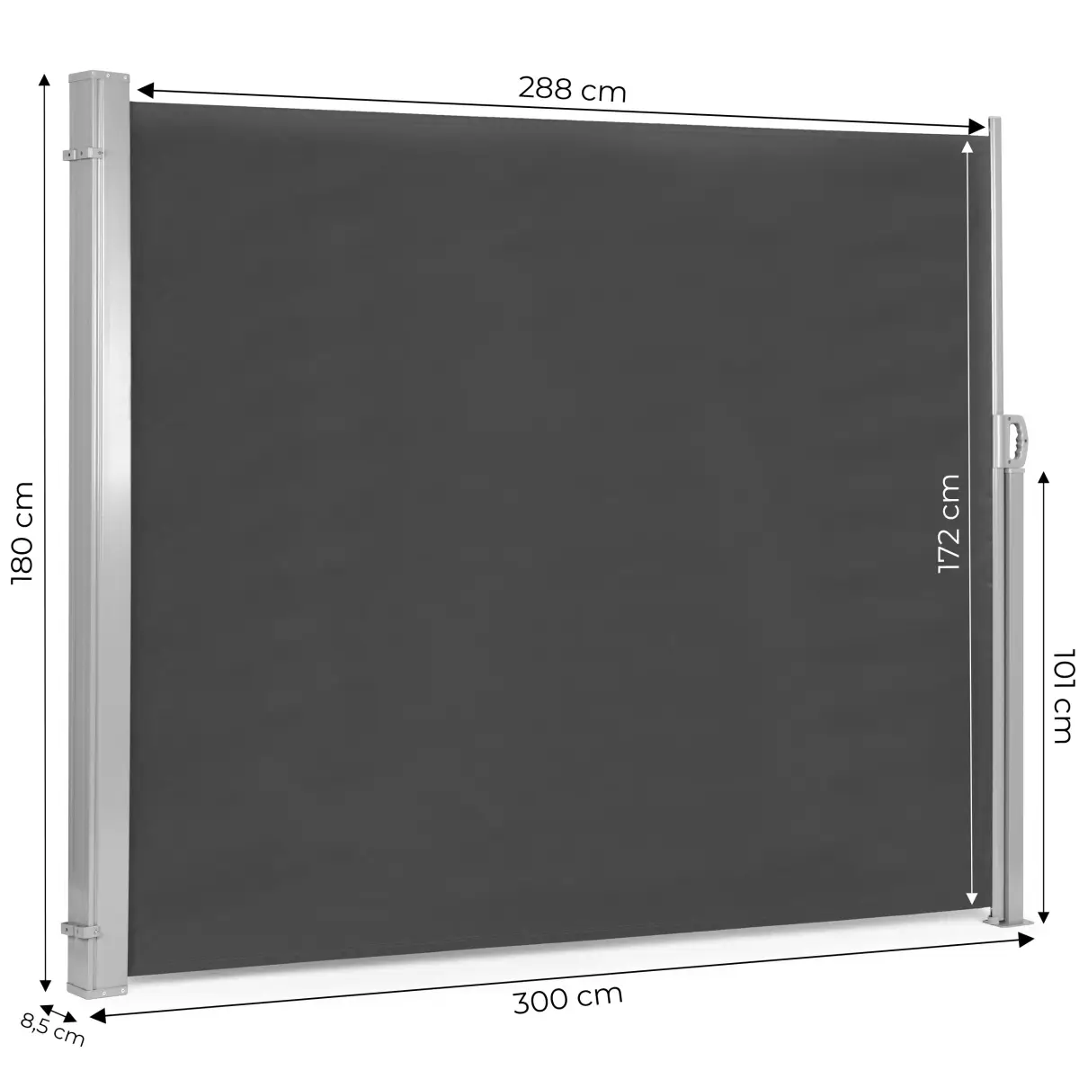 Składana markiza 300x180 cm boczna roleta parawan do ogrodu na taras antracyt MultiGarden - obrazek 10