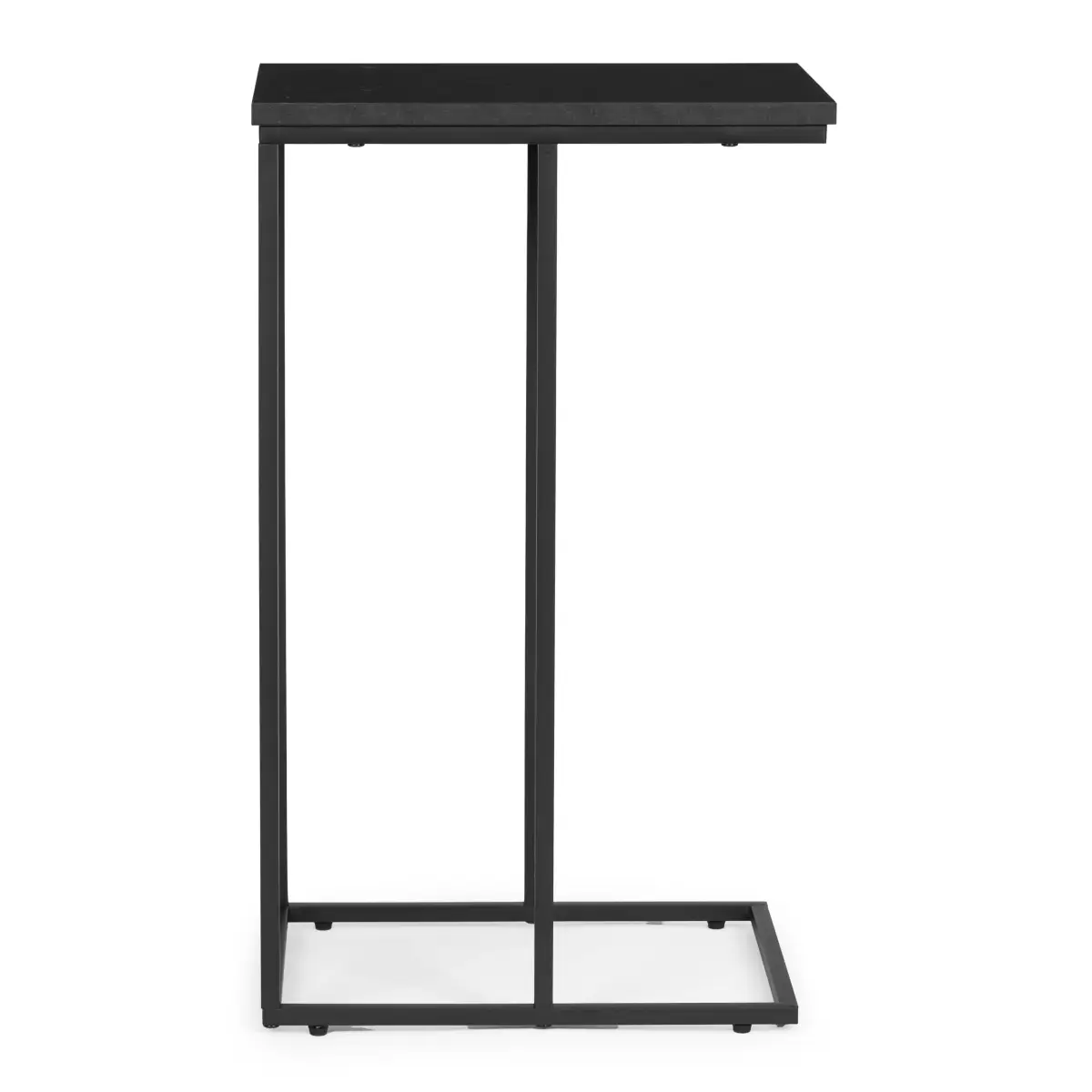 Stolik boczny pod laptopa kawowy w kształcie litery C marmur czarny ModernHome - obrazek 2