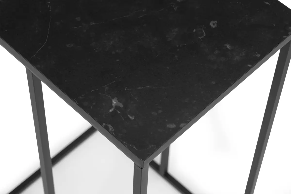 Stolik boczny pod laptopa kawowy w kształcie litery C marmur czarny ModernHome - obrazek 6