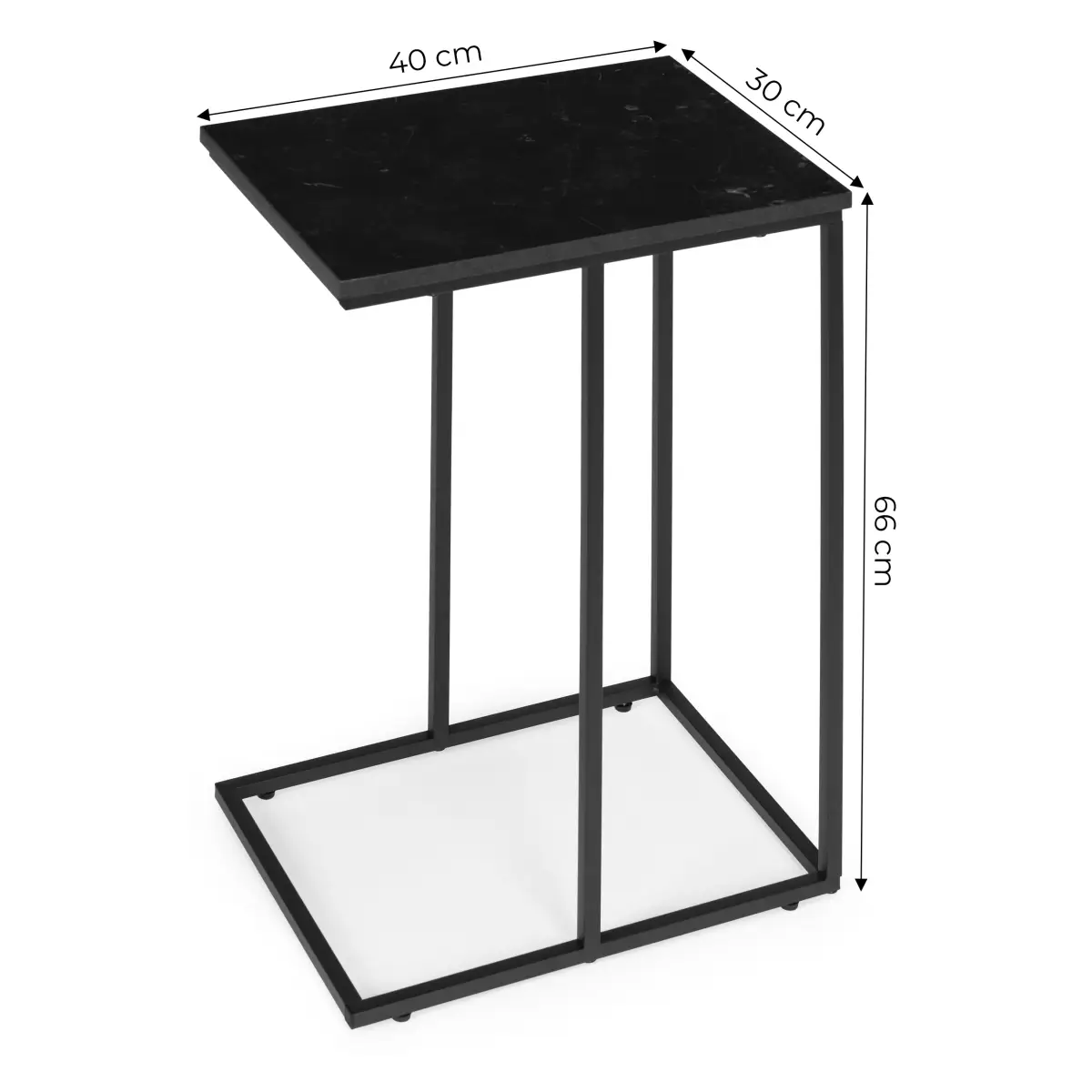 Stolik boczny pod laptopa kawowy w kształcie litery C marmur czarny ModernHome - obrazek 8