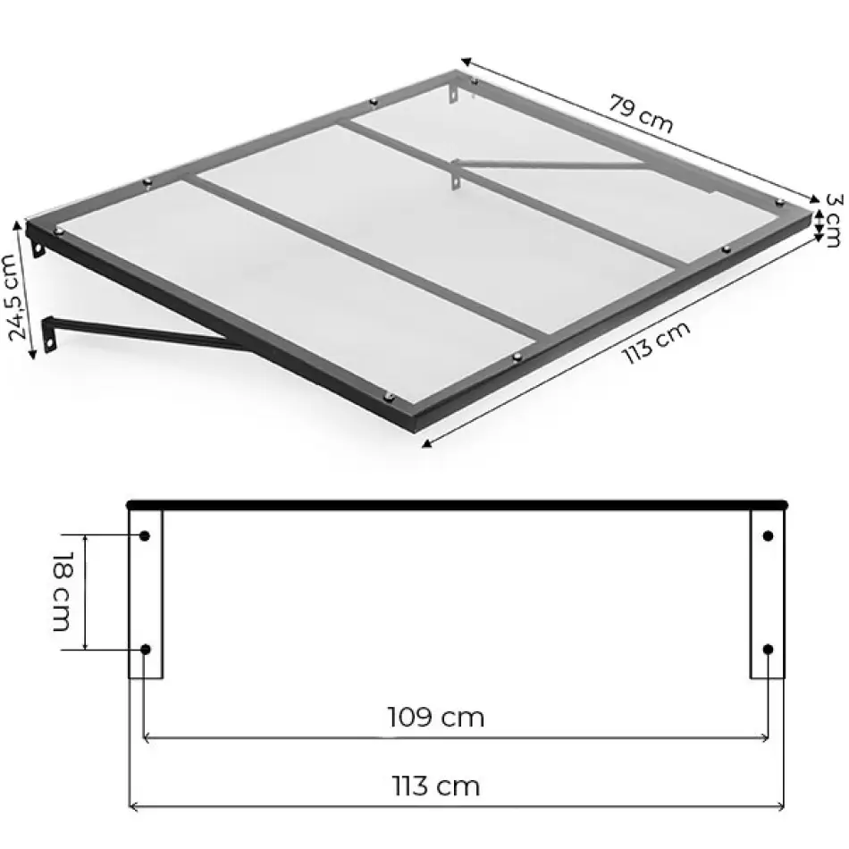 Daszek nad drzwi wejściowe 113x80 cm zadaszenie osłona UV MultiGarden - obrazek 10