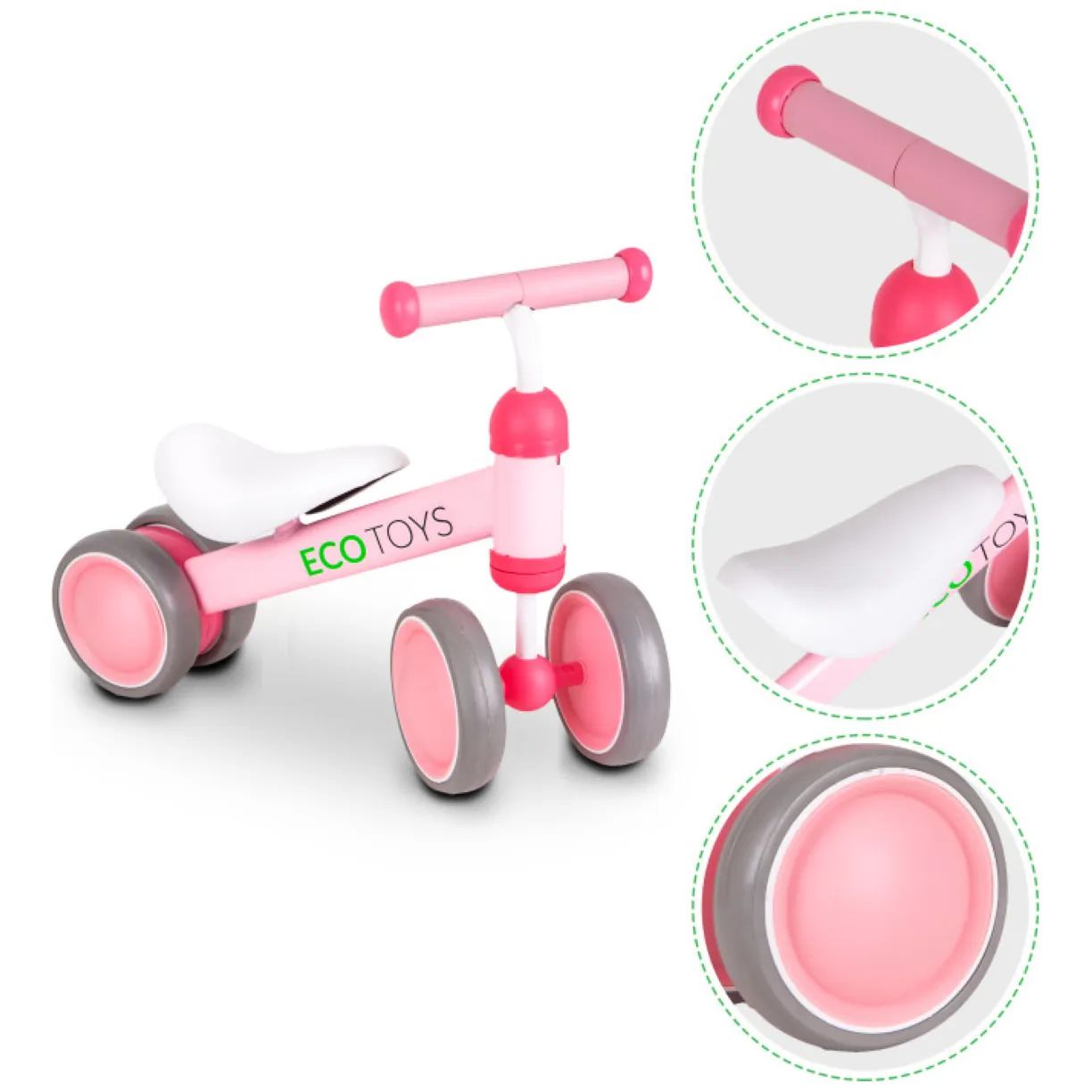 Rowerek biegowy treningowy mini rower dla dzieci różowy ECOTOYS - obrazek 3