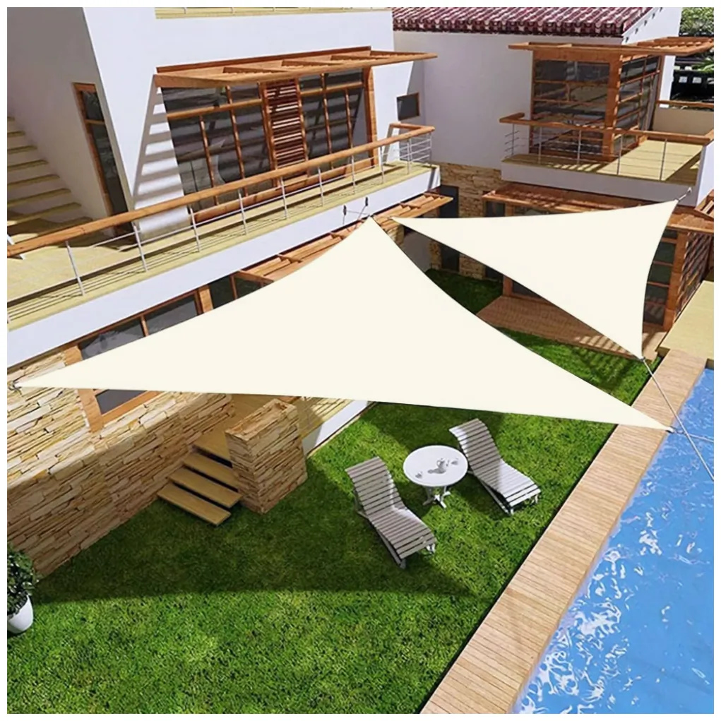 Żagiel przeciwsłoneczny daszek wodoodporny 4x4x4m ModernHome - beżowy - obrazek 4