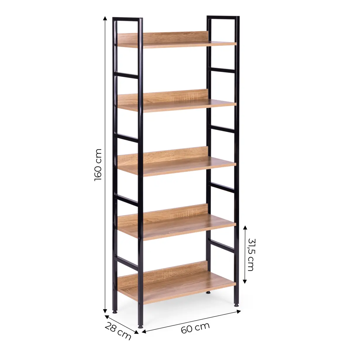 Regał loftowy wysoki 5 półek metal MDF ModernHome - obrazek 8