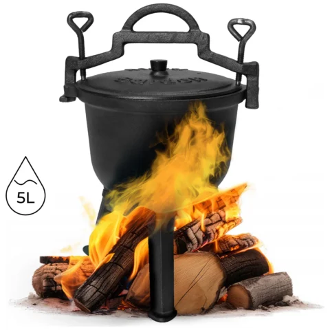Kociołek żeliwny stojący 5L garnek myśliwski ognisko grill MultiGarden