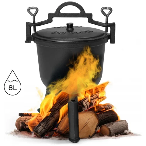 Kociołek żeliwny stojący 8L garnek myśliwski ognisko grill MultiGarden