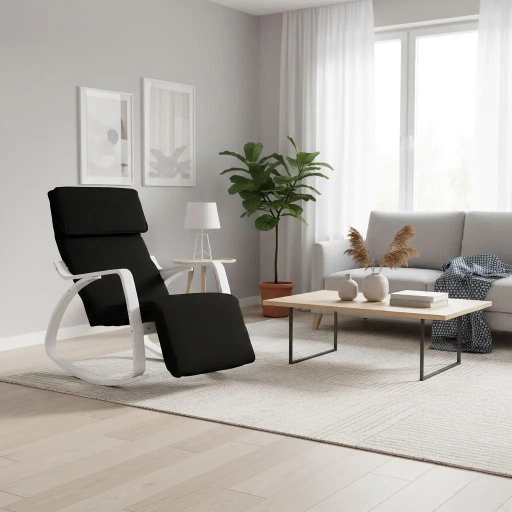 Fotel bujany regulowany podnóżek biało czarny ModernHome - obrazek 3
