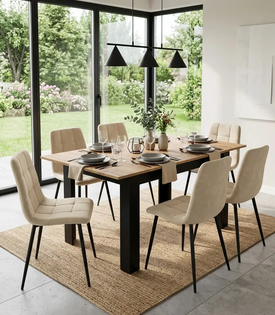 Stół rozkładany prostokątny 120-160x80 cm do kuchni jadalni dla 4-6 osób dąb craft - obrazek 6