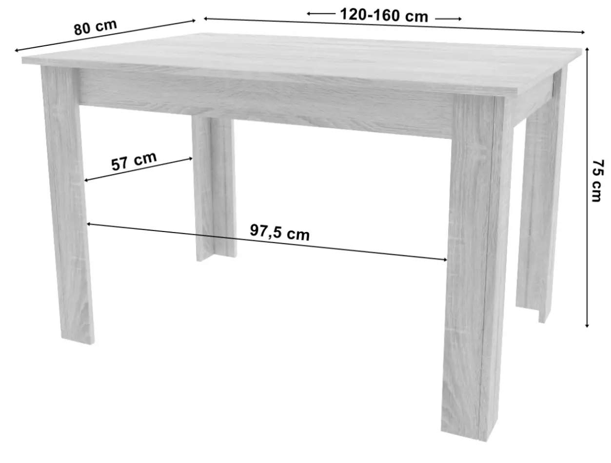 Stół rozkładany prostokątny 120-160x80 cm do kuchni jadalni dla 4-6 osób dąb craft - obrazek 9